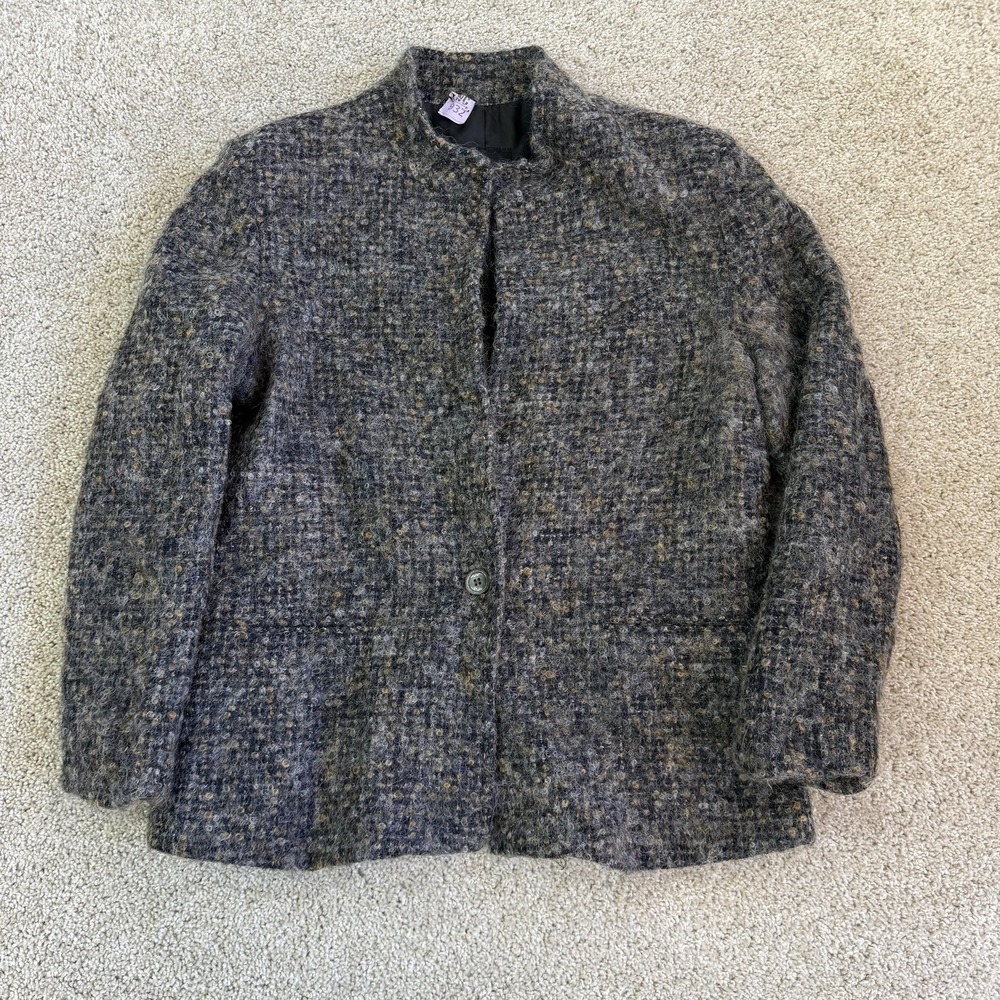 Vintage Bianca Blazer Womens 38 Gray Wool Tweed Collarless Lined Button Canada